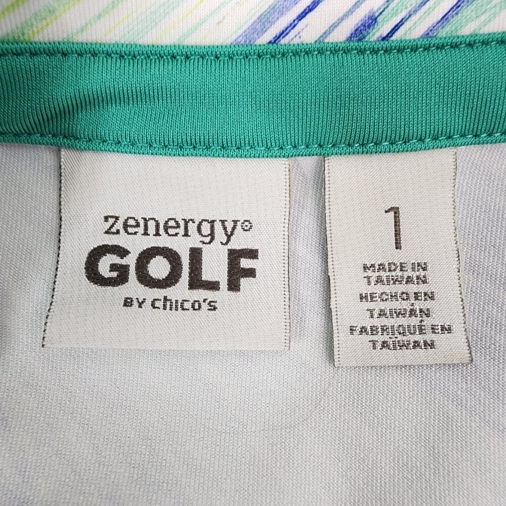 Chico's Zenergy Golf Top Activewear Medium Pullover Colorful 3/4 Sleeve Collar - Picture 8 of 11